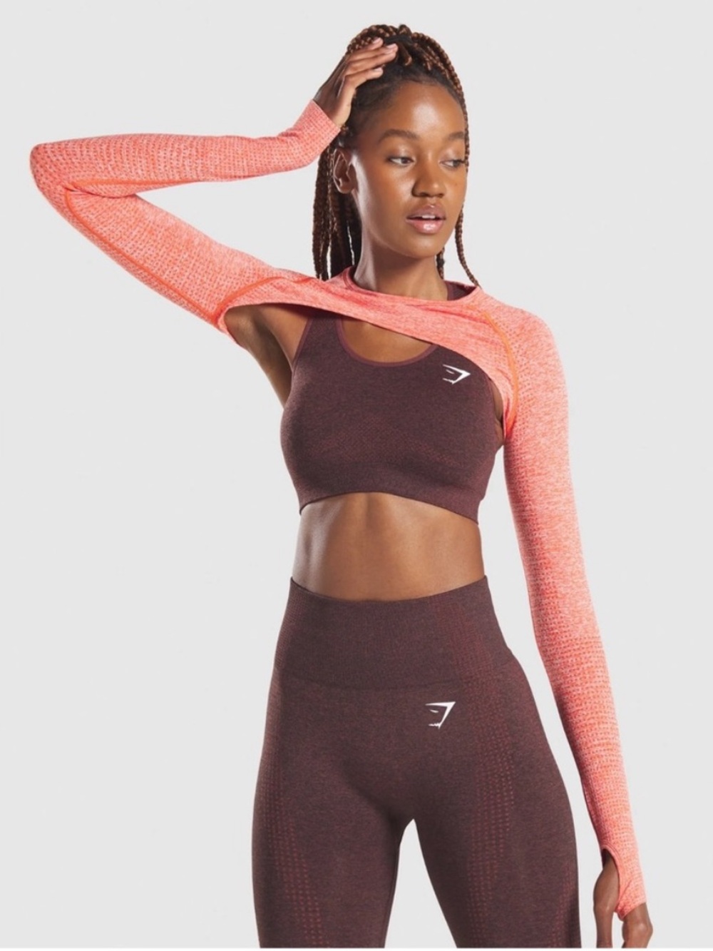 Gymshark Vital Seamless Shrug Heat Red Marl Size XS